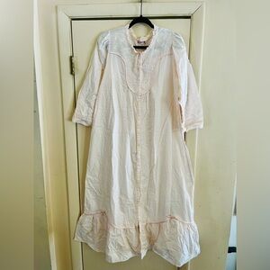 Vtg 20s Cottagecore Edwardian Cotton Embroidered Peasant Night Gown M